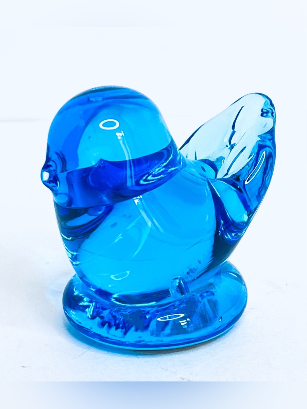 Leo Ward Titan Art Glass Bluebird of Happiness 1996 Blue Glass Bird Figurine